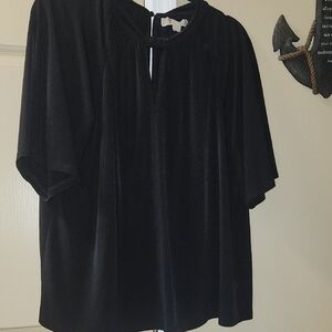 MICHAEL Michael Kors Black twisted collar three keyhole blouse and 3/4 sleeves